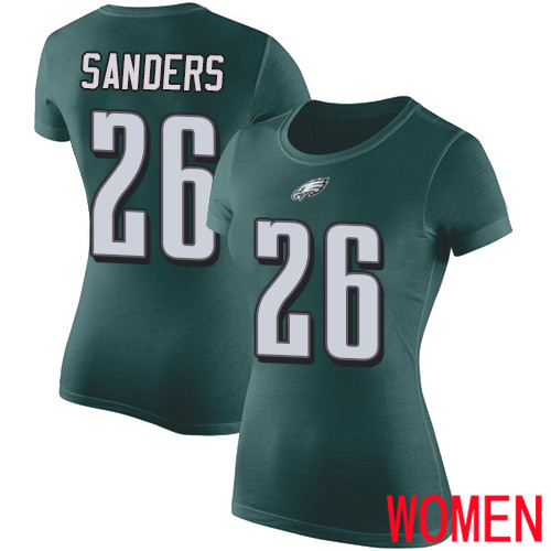 Women Philadelphia Eagles #26 Miles Sanders Green Rush Pride Name and Number NFL T Shirt->nfl t-shirts->Sports Accessory